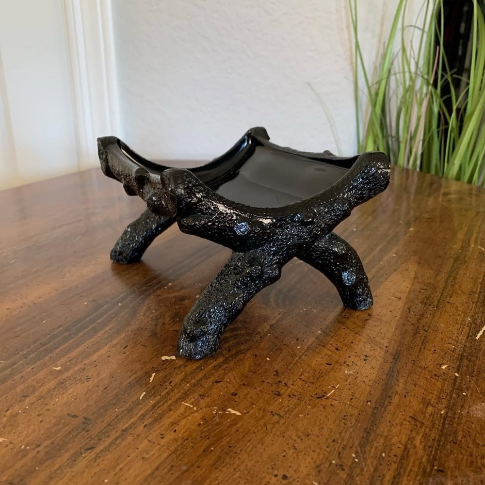 Vintage Cambridge Black Glass Barrel Keg Holder